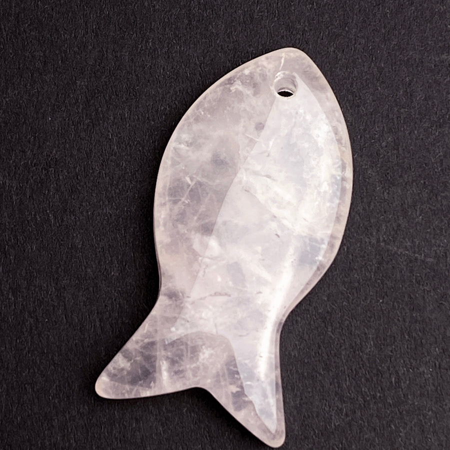Rose Quartz Fish Pendant 1-5/8