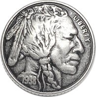 SIX INDIAN HEAD REPLICA Nickel Button Silver Metal 13/16" / 20mm, Shank Back #SWC-164