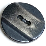 Silver Stripe Almost Black/Charcoal 5/8" Raised Band 2-Hole Metal Button 15.5mm.   #SK-894