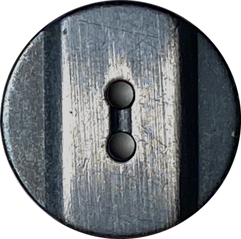Silver Stripe Almost Black/Charcoal 5/8" Raised Band 2-Hole Metal Button 15.5mm.   #SK-894