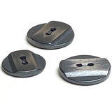 Silver Stripe Almost Black/Charcoal 5/8" Raised Band 2-Hole Metal Button 15.5mm.   #SK-894
