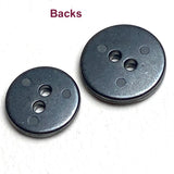 Silver Stripe Almost Black/Charcoal 5/8" Raised Band 2-Hole Metal Button 15.5mm.   #SK-894