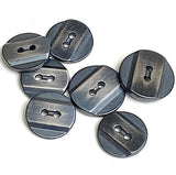 Silver Stripe Almost Black/Charcoal 5/8" Raised Band 2-Hole Metal Button 15.5mm.   #SK-894