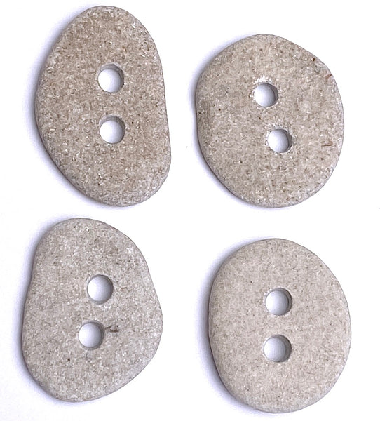 Beach Stone Buttons, Four Gray Oval-Roundish 1" # BCH-110