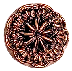 Dark Copper/Black 11/16" /18mm Glass Starflower Button, Germany, Shank Back  #966