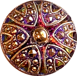 Gold and Purples Mandala Treasure Czech Glass Button 26mm / 1"  # CZ 145-B