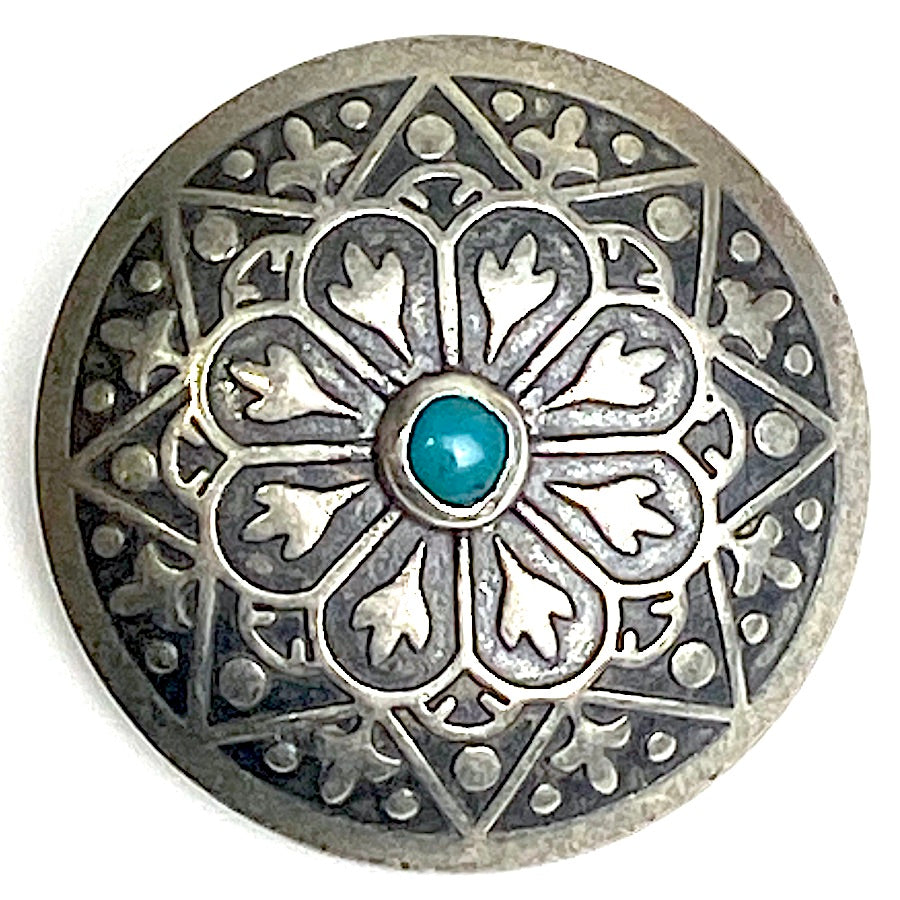 Desert Lily Large Southwest Shank-Back Button w. 'Turquoise' 1.25