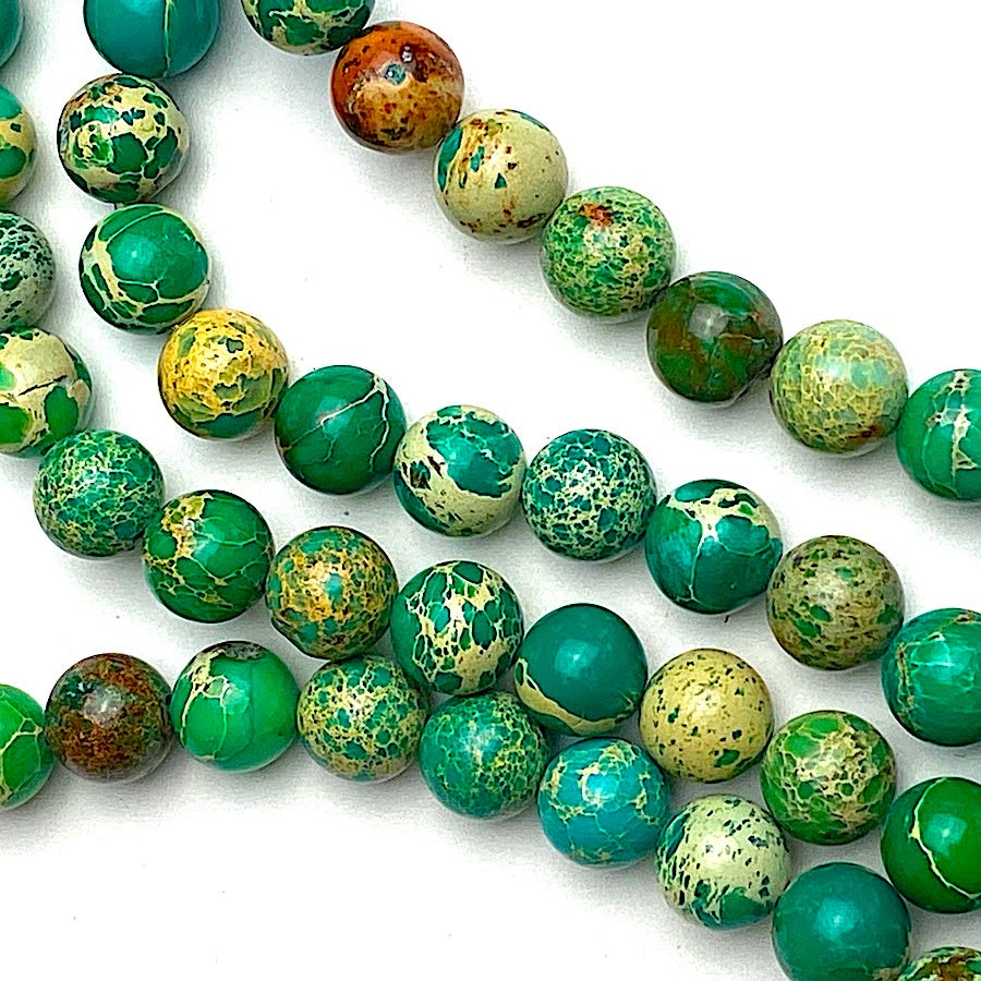 SALE Bright Green Imperial Jasper Round Beads, 8mm, 5/16