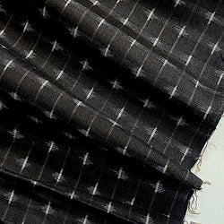 Brown-Black/White Superfine Small-Scale Ikat, Vintage Kimono Silk from Japan 14" x 57" #255