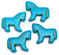 Four Turquoise Horses, 7/8" Beads, Faux Turquoise, 22mm, Pack of 4 #LP-118