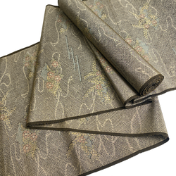 Earth Tones Currents and Flowers Handwoven Certified Oshima Tsumugi Vintage Kimono Silk From Japan By the Yard #282