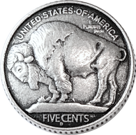 Rre-Stocked SIX Buffalo REPLICA Nickel Button Silver Metal 13/16" / 20mm, Shank Back #SWC-163