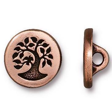Bird in Tree Copper/Black Button 1/2" / 12mm from Tierra Cast #6583-18