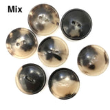 Black/Brown/Cream 2-hole Rimmed Natural Horn Button 7/8"  #SK-0086