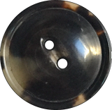 Black/Brown/Cream 2-hole Rimmed Natural Horn Button 7/8"  #SK-0086