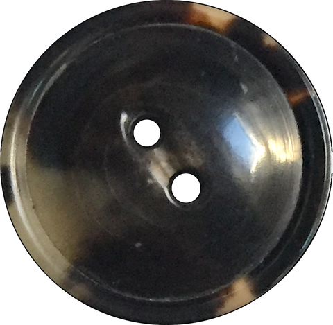 Black/Brown/Cream 2-hole Rimmed Natural Horn Button 7/8"  #SK-0086