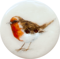 Robin Porcelain Bird 1-1/8" Handmade 2-Hole Button from Kate Holliday, London