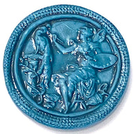 DEEPER SALE, Peacock Painter, Blue Art Stone Button by Susan Clarke 2" #SC-2024