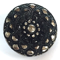 Sparkly Black Mandala Czech Glass 18mm / 3/4"  # CZ 221
