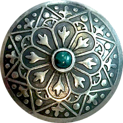 Silver Desert Lily 1.25" w. 'Malachite' Shank-Back Southwest Button #SW-49