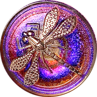 Sunset Dragonfly - Oranges / Purples Czech Iridescent Glass Button, 18mm  11/16" #CZ-083