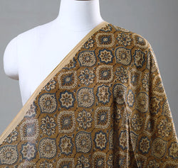 Sale, Ochre-Brown/Blue/Tan Traditional Hand Block Print from India, Vegetable Dyes, Cotton, 45" Wide By the Yard #TK-32