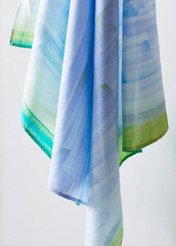 Running Low, Light Blue, Cotton/Silk Blend, "Touch a Cord" Naomi Ito/Nani Iro Japan, 47" Wide By the Yard #391 B
