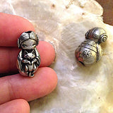 Kokeshi Doll Pewter Bead from Green Girl Studios 13/16" 20mm