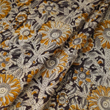 SALE Ochre/Gray/Black Cotton Kalamkari Hand Block Print from Krishna India, By the Yard #TK-30