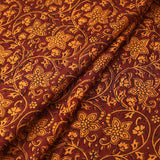 SALE Maroon Lightweight Traditional Floral Hand Block Print from India, Cotton Border Print, By the Yard #TK-31