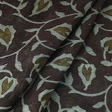 Mulberry Silk: Brown/Teal/Olive Hand Block Print By the Yard, from India  #TK-41