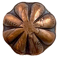 Running Low, Copper Genuine Old Penny Southwest Button, Shank Back  3/4" #WN-C1-R