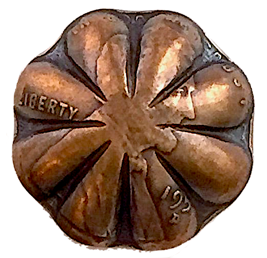 Running Low, Copper Genuine Old Penny Southwest Button, Shank Back  3/4" #WN-C1-R