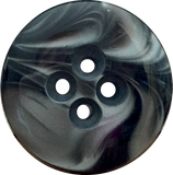 LAST ONES Ocean Button 7/8", Black Swirls, 4 Holes