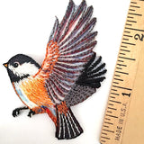 HOLD for MIKE, Chickadee Bird Patch / Embroidered Applique 2.5" x 1.75"