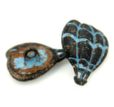 LAST ONES, Hot Air Balloon Dark Brass/Blue Patina Button - 3/4" Metal. #SWC-73