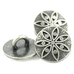 SALE Star Anise Silver and Black Metal Button 13/16"  #SWC-37