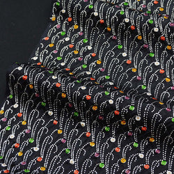 SALE Shibori Diagonal Colorful Multi Dots on Black Vintage Kimono Silk from Japan, 14" x 60"  #4559