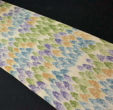 SALE, Forest Snowstorm, Pale Gold Satin Vintage Kimono Silk 14" x 61"  #4680