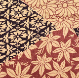 Tan / Brick / Black 'Patchwork' Vintage Kimono Silk Satin from Japan, 13.5" x 38"  #4694