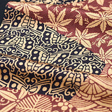 Tan / Brick / Black 'Patchwork' Vintage Kimono Silk Satin from Japan, 13.5" x 38"  #4694