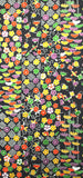 Black + Brights Faux Patchwork Vintage Kimono Silk Satin from Japan 7" x 47". # 4374