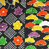Black with Brights Faux Patchwork Vintage Kimono Silk Satin from Japan 14" x 57". # 4374