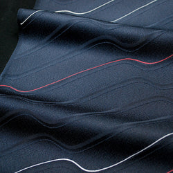 Sale, Blue-Black Waves Vintage Kimono Silk from Japan. 6.5" x 50" Piece.  #4354