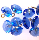 SALE, PACK OF 3, Blue Sapphire Vintage Clear Faceted Glass Buttons Shank Back 3/8" #GL-350