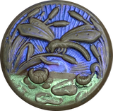 Dragonfly, Pond and Cattails "Art Stone" Button, 1-1/4" by Susan Clarke # 2007