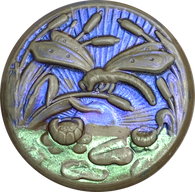 SALE, Dragonfly, Pond and Cattails "Art Stone" Button, 1-1/4" by Susan Clarke # 2007