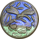 SALE, Dragonfly, Pond and Cattails "Art Stone" Button, 1-1/4" by Susan Clarke # 2007