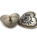 Heart Button w. Blue "Lapis Stone" Southwest Shank Back 1.25"  #SW-40