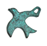 Large Soaring Bird Focal/Pendant Turquoise/Copper Mykonos Metal 1.5"x1.75"  #L-476
